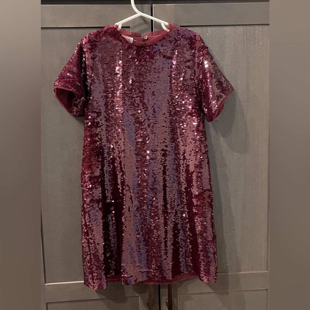 Zara Girls burgandy Sequin Dress Size 8 Like New Holiday Christmas, New Year